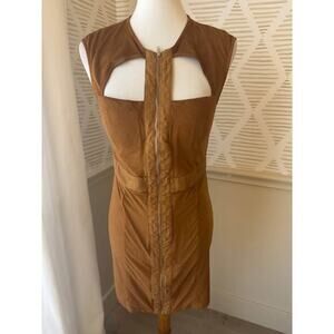 Mango Women’s Large Faux Suede Cut Out Mini Dress